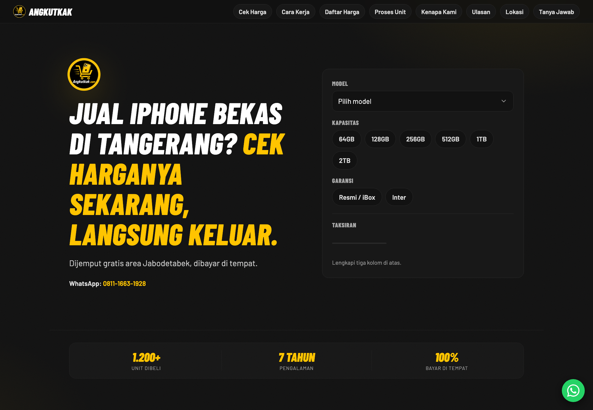 Sistem operasional dan website buyback AngkutKak