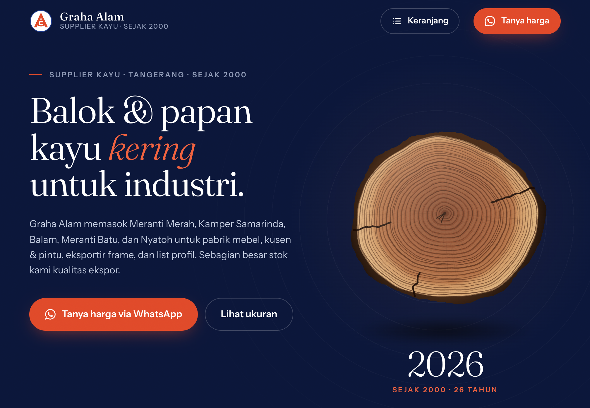 Website katalog kayu dan logo baru untuk Graha Alam